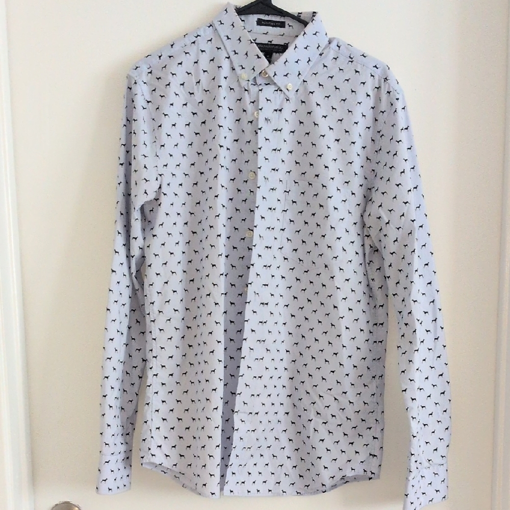 Banana Republic Blue Shirt with Black Pattern